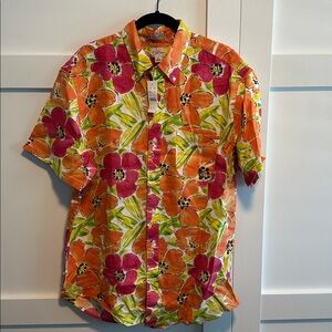 Men’s J. Crew Colorful Floral Linen Shirt, brand new. Size large.